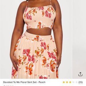Fashion Nova Peach Floral Skirt Set